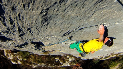 Alessandro Zeni, Ultimo Movimento, Totoga - Alessandro Zeni climbing Ultimo Movimento 8b at Totoga, Dolomites, Italy