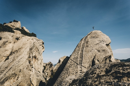 Basilicata climbing Castelmezzano, Pietrapertosa - Adriano Trombetta at the Basilicata stray rocks climbing expedition