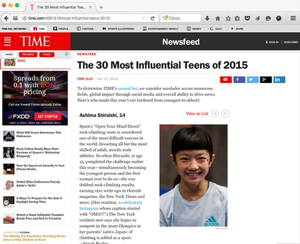 Ashima Shiraishi one of 30 Most Influential Teens of 2015 according to Time