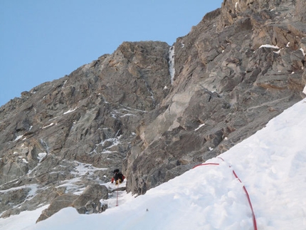 Dente del Gigante - Goulotte Nord - Verso la parte alta della via