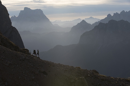 Bruderliebe, Marmolada, Dolomites - Alessandro Rudatis and Massimo Torricelli during the first repeat of Bruderliebe, Marmolada, Dolomites on 12-13 August 2015