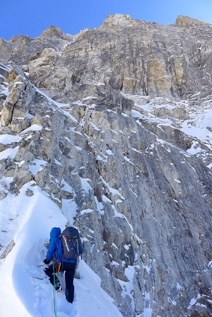 Gave Ding, Nepal, Mick Fowler, Paul Ramsden - Mick Fowler and Paul Ramsden during the first ascent of Gave Ding 6571m in Nepal (ED+ 1600m, 7 days)