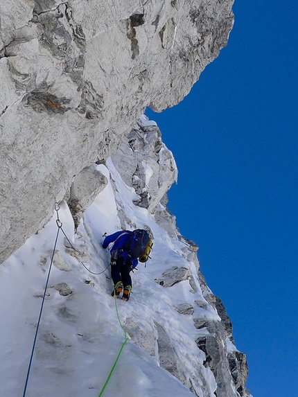 Gave Ding, Nepal, Mick Fowler, Paul Ramsden - Mick Fowler and Paul Ramsden during the first ascent of Gave Ding 6571m in Nepal (ED+ 1600m, 7 days)