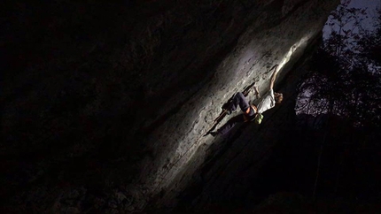 Gabriele Moroni, Nago, Arco - Gabriele Moroni climbing his new route Sid Lives 9a at Nago, Arco