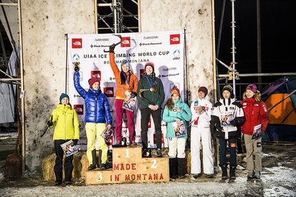 Ice Climbing World Cup 2016 - Coppa del Mondo di Ghiaccio 2016 Bozeman (USA), lead femminile: Nadezhda Gallyamova, Angelika Rainer, Maria Tolokonina, Ekaterina Vlasova, Petra Klingler, Maryam Filippova, HanNaRai Song, WoonSeon Shin