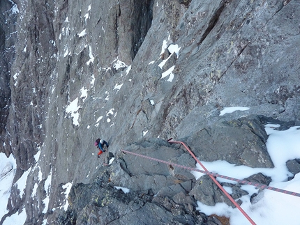 Pizzo del Salto, prima invernale via del Gran Diedro per Cisana, Pezzoli, Ferrari