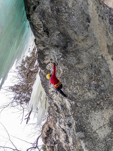 Angelika Rainer climbing The Mustang at Vail