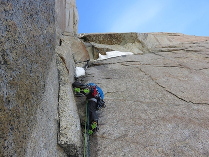 Psycho Vertical, Torre Egger, Patagonia - Korra Pesce making the first repeat of Psycho Vertical, Torre Egger, Patagonia