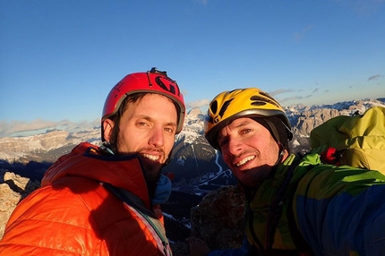 Via Casarotto, Roda de Vael, Catinaccio, Dolomiti - Durante l'invernale della Via Casarotto alla Roda de Vael, Catinaccio, Dolomiti (Jacopo Biserni, Paolo Tiezzi 23/01/2016)