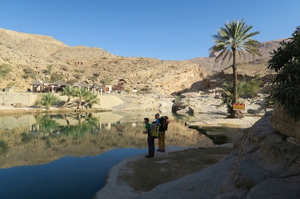 Oman arrampicata sportiva Arnaud Petit, Read Macadam, Alex Ruscior - Wadi Bani Khalid, Oman