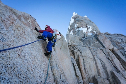 Cerro Torre, Patagonia, SE Ridge, Compressor route, Mikey Schaefer, Andrew Rothner, Josh Wharton - Mikey Schaefer, Andrew Rothner and Josh Wharton during the second free ascent of the SE Ridge (Compressor Route) Cerro Torre, Patagonia (04-06/02/2016)