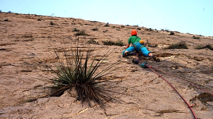 Pico Pirineos, Monterrey, Mexico, Rolando Larcher, Maurizio Oviglia, Luca Giupponi - Luca Giupponi establishing pitch 9 of El Lobo del Desierto