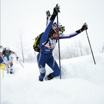 Tris Rotondo, Canton Ticino, Svizzera - Durante il Tris Rotondo, la gara di scialpinismo domenica 28 febbraio 2016 in Canton Ticino, Svizzera.