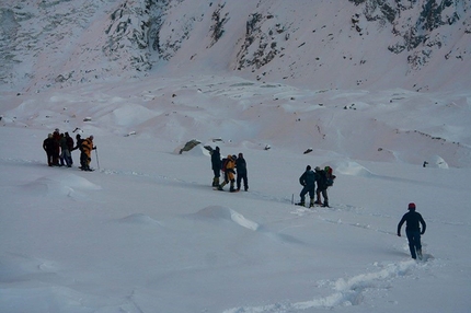 Nanga Parbat in winter, Simone Moro, Alex Txikon, Ali Sadpara, Tamara Lunger - Nanga Parbat in winter: Simone Moro, Alex Txikon, Ali Sadpara and Tamara Lunger descend to Base Camp after their successful first winter ascent of Nanga Parbat