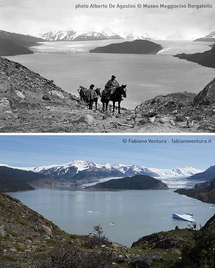 Sulle Tracce dei Ghiacciai - Ande 2016, Patagonia - Parco Nazionale delle Torri del Paine, Patagonia: il confronto fotografico delle foto scattata da Alberto De Agostini e Fabiano Ventura