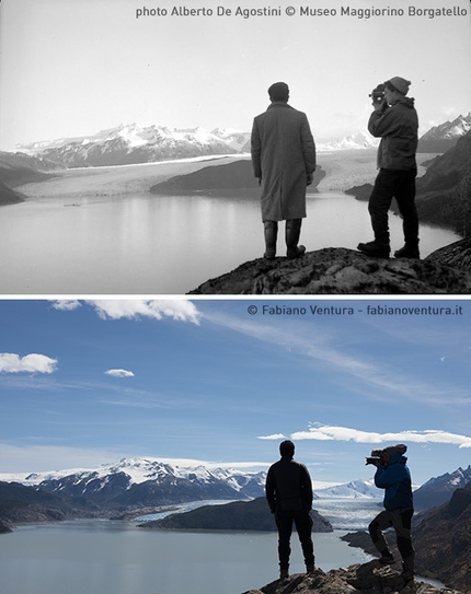 Sulle Tracce dei Ghiacciai - Ande 2016, Patagonia - Parco Nazionale delle Torri del Paine, Patagonia: il confronto fotografico delle foto scattata da Alberto De Agostini e Fabiano Ventura