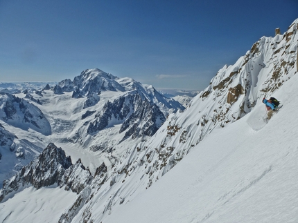 Grande Rocheuse Voie Originale, prima discesa in sci e snowboard per Capozzi, Galli, Herry e Trento