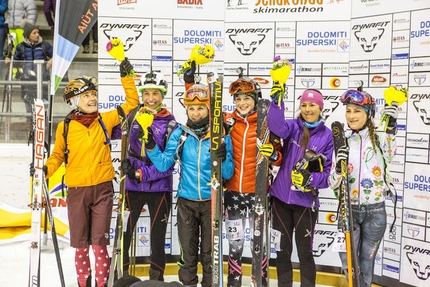 Scialpinismo: Sellaronda Ski Marathon 2016 - Podio femminile del Sellaronda Ski Marathon 2016: 1. Raffaella Rossi - Bianca Balzarini 2. Katarina Zipser - Verena Krenslehner, 3. Dimitra Theocharis - Cecilia De Filippo