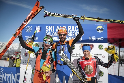 Scialpinismo: 42° Ski Alp Race Dolomiti di Brenta - Podio maschile della 42° Ski Alp Race Dolomiti di Brenta: 2.  Damiano Lenzi 1. Pietro Lanfranchi 3. William Boffelli
