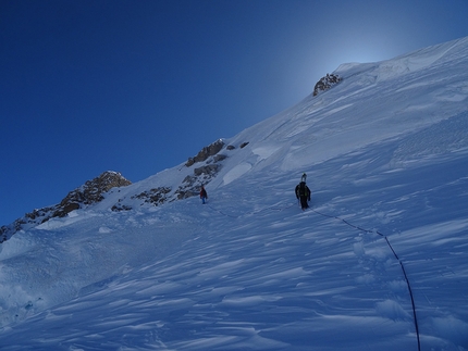 Extreme skiing, Aiguille Verte, Voie Washburn (Les Z)  Mont Blanc - Yannick Boissenot, Marc Léonard and Stéphane Roguet and the ski descent of Voie Washburn (Les Z), Aiguille Verte North Face, Mont Blanc