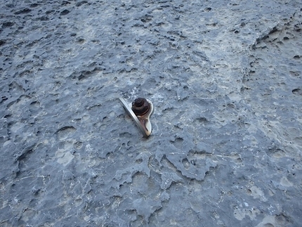 Kalymnos climbing - A rusty old bolt at Kalymnos, Greece