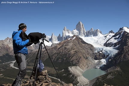 On The Trail of the Glaciers - Andes 2016, Patagonia - Fabiano Ventura in front of the Fitz Roy massif in Patagonia