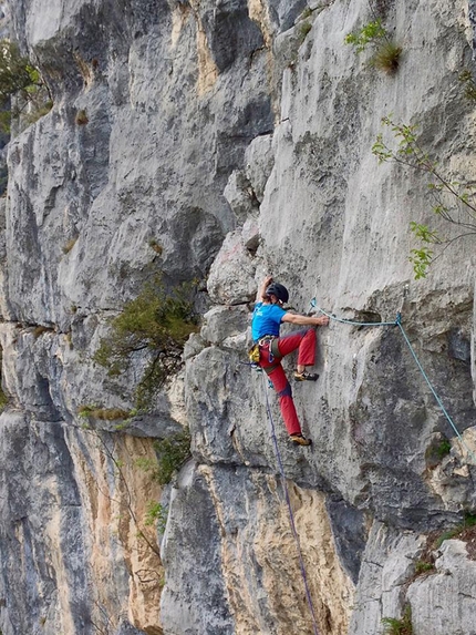 Arrampicata, Dain di Pietramurata, Valle del Sarca - Marco Bozzetta in apertura sulla via Pace in Siria (7a+, 6c+ obbligatorio, 230m), Dain di Pietramurata, Valle del Sarca, salita insieme a Francesco Salvaterra