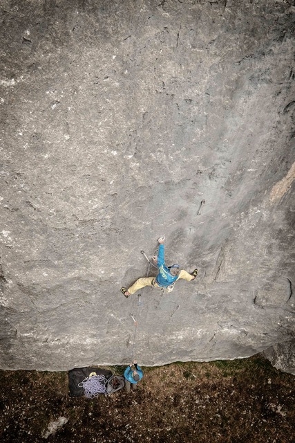 Climbing, Manolo, Maurizio Zanolla, Monte Coppolo, Val Nuvola, Valsugana - Manolo climbing up Bellissima, SW Face of Picco delle Aquile, Monte Coppolo, Valnuvola , Italy