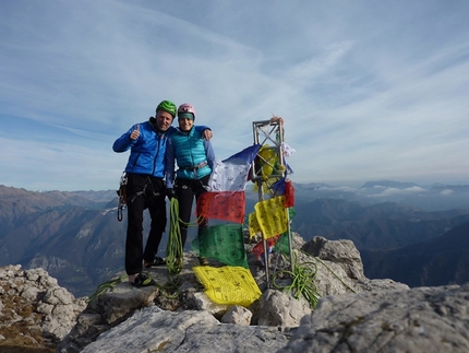 Grignetta, arrampicata, Lecco - Ivo Ferrari e Federica in cima