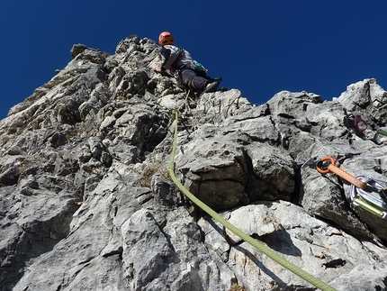 Grignetta, arrampicata, Lecco - In arrampicata su Spigolo Pietro, Grignetta