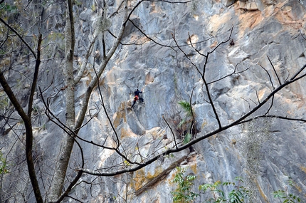 Arrampicare a El Salto in Messico - Connie Rochelle arrampica su una delle sue vie a Las Bocas