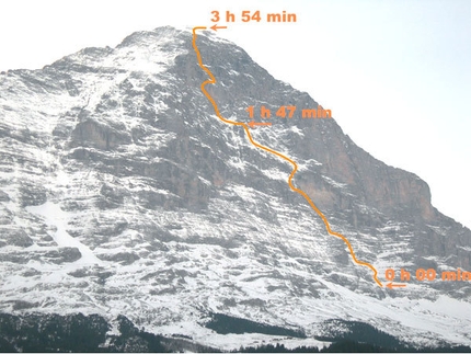 Ueli Steck races the Eiger North Face in 3 hours 54 minutes