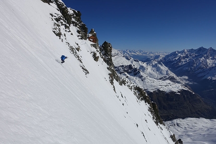 Matterhorn East Face ski descent - Skiing down the East Face of the Matterhorn 