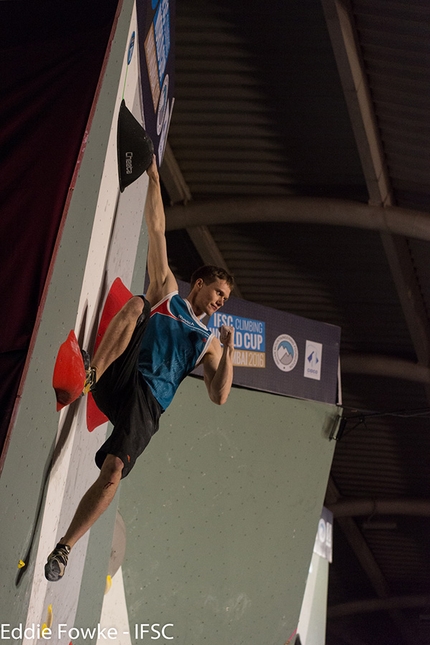 Bouldering World Cup 2016 - Alexey Rubtsov during the fourth stage of the Bouldering World Cup 2016 at Navi Mumbai in India