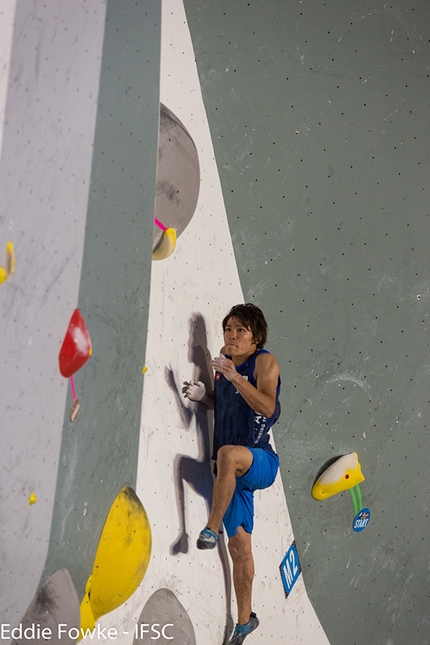 Bouldering World Cup 2016 - Tomoa Narasaki during the fourth stage of the Bouldering World Cup 2016 at Navi Mumbai in India