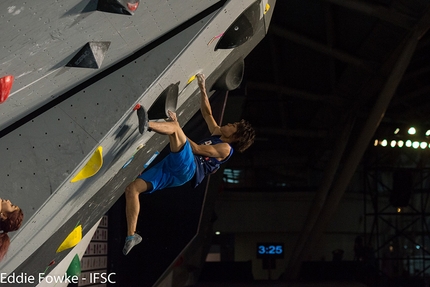 Bouldering World Cup 2016 - Tomoa Narasaki during the fourth stage of the Bouldering World Cup 2016 at Navi Mumbai in India