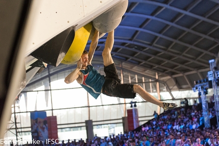 Bouldering World Cup 2016 - Alexey Rubtsov during the fourth stage of the Bouldering World Cup 2016 at Navi Mumbai in India