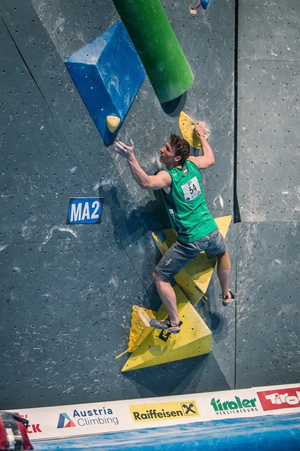 Bouldering World Cup 2016, Innsbruck - During the qualifiers of the 5th stage of the Bouldering World Cup 2016 in Innsbruck