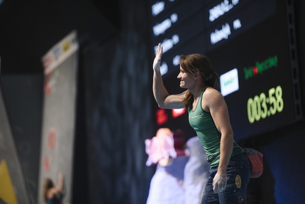 Bouldering World Cup 2016, Innsbruck - Anna Stöhr during the qualifiers of the 5th stage of the Bouldering World Cup 2016 in Innsbruck