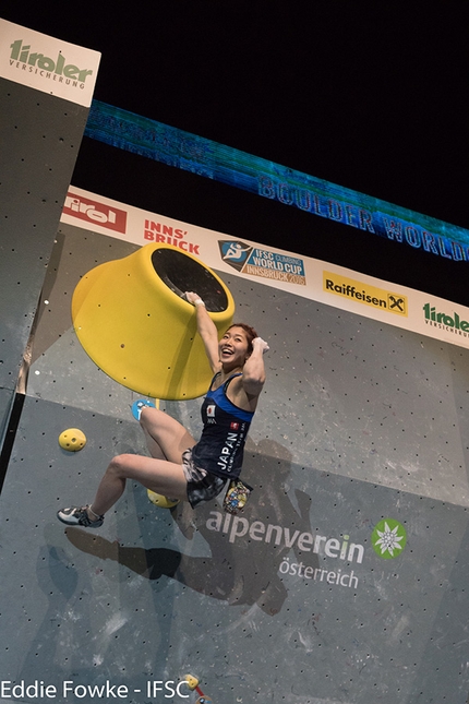 Coppa del Mondo Boulder 2016, Innsbruck - Miho Nonaka durante la quinta tappa della Coppa del Mondo Boulder 2016 a Innsbruck, Austria