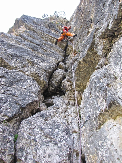 Climbing, Crepa Toronda, Pelmo, Dolomites - Climbing at the new sector at Crepa Toronda close to Passo Staulanza in the Dolomites.