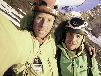 Japanese Diretissima, Eiger - Robert Jasper and Roger Schäli after the first free ascent.