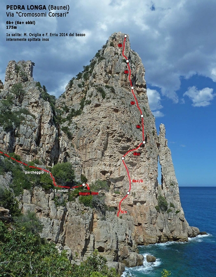  Pedra Longa, Agugliastra, Sardegna, Cromosomi Corsari, arrampicata, Maurizio Oviglia - Cromosomi Corsari (6b+, 175,m, Fabio Erriu, Maurizio Oviglia 2014) Pedra Longa, Baunei, Sardegna