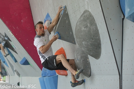 Bouldering World Cup 2016, Vail - Jernej Kruder during the six stage of the Bouldering World Cup 2016 in Vail, USA