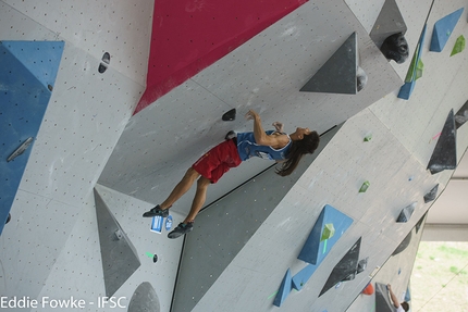 Bouldering World Cup 2016, Vail - Rustam Gelmanov during the six stage of the Bouldering World Cup 2016 in Vail, USA