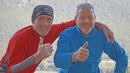 Rolando Larcher, Monte Cimo, Scoglio dei Ciclopi, climbing - Rolando Larcher and Marco Curti