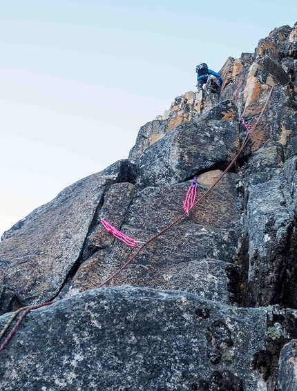 Illampu 2016, Bolivia, Rumi Mallku, Jaqusiri, alpinismo, Enrico Rosso, Pietro Sella, Davide Vitale, Antonio Zavattarelli - Rumi Mallku - primi passaggi sulla parete nord-ovest