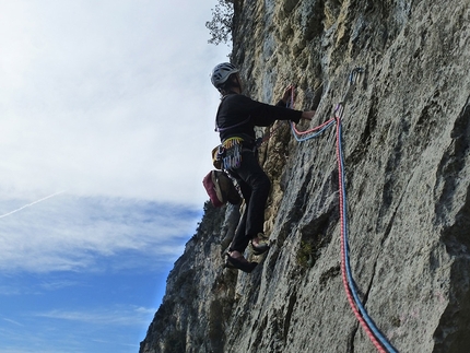 New rock climb up Coste dell'Anglone in Valle del Sarca, Italy