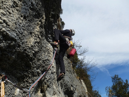 Valle del Sarca, climbing, Frog, Coste dell'Anglone – Piramide Lakshmi, Italy - Climbing the route Frog, Piramide Lakshmi, Coste dell'Anglone, Valle del Sarca