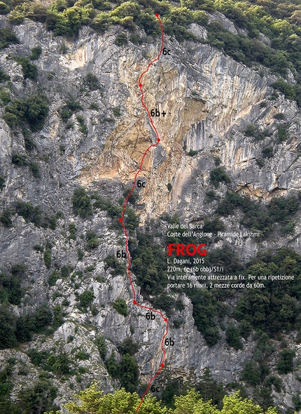 Valle del Sarca, climbing, Frog, Coste dell'Anglone – Piramide Lakshmi, Italy - Frog (6c, 220m, Leonardo Dagani, da solo e dal basso 2015), Piramide Lakshmi, Coste dell'Anglone, Valle del Sarca